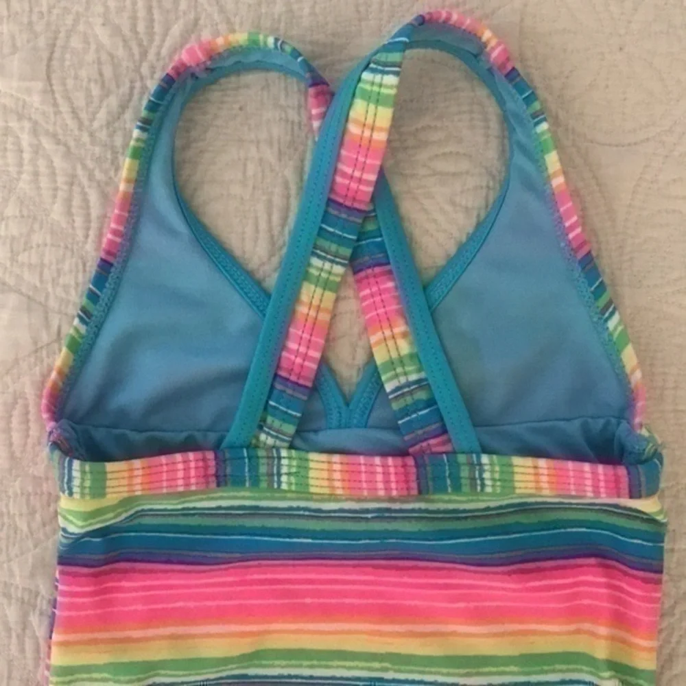 Angel Beach One Piece Swimsuit Striped Size 4T lined